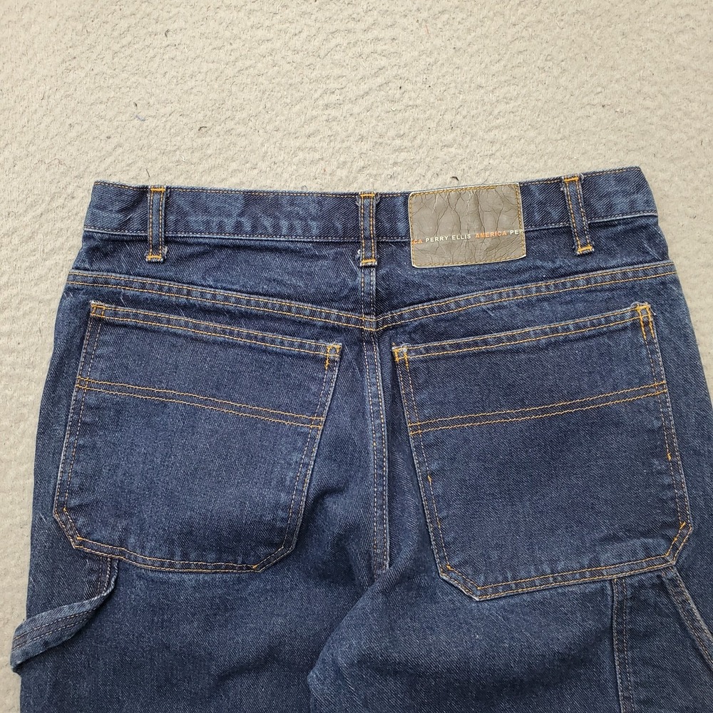 Perry Ellis America Carpenter Jeans Mens 33x32 Blue Denim Medium Wash Straight - Picture 10 of 10